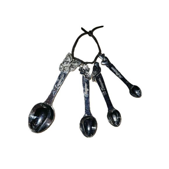Decorative Handles Set Of 4 Measuring Spoons Metal - Picture 2 of 7